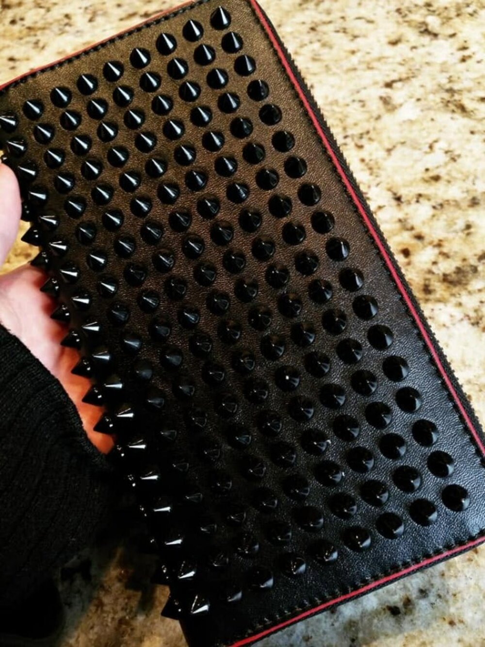 Black and Red Spiked Wallet